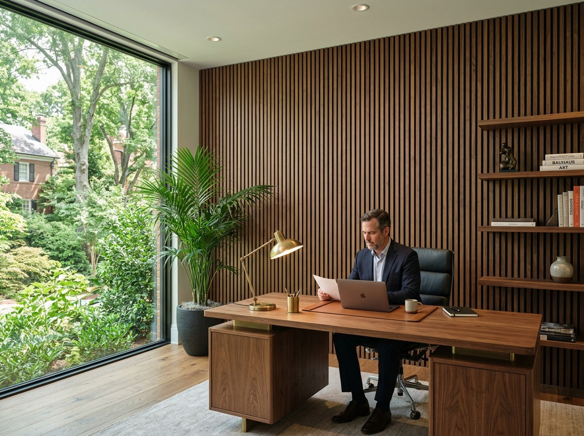 Highland Park XL Walnut Acoustic Wall Panel — 270cm × 110cm