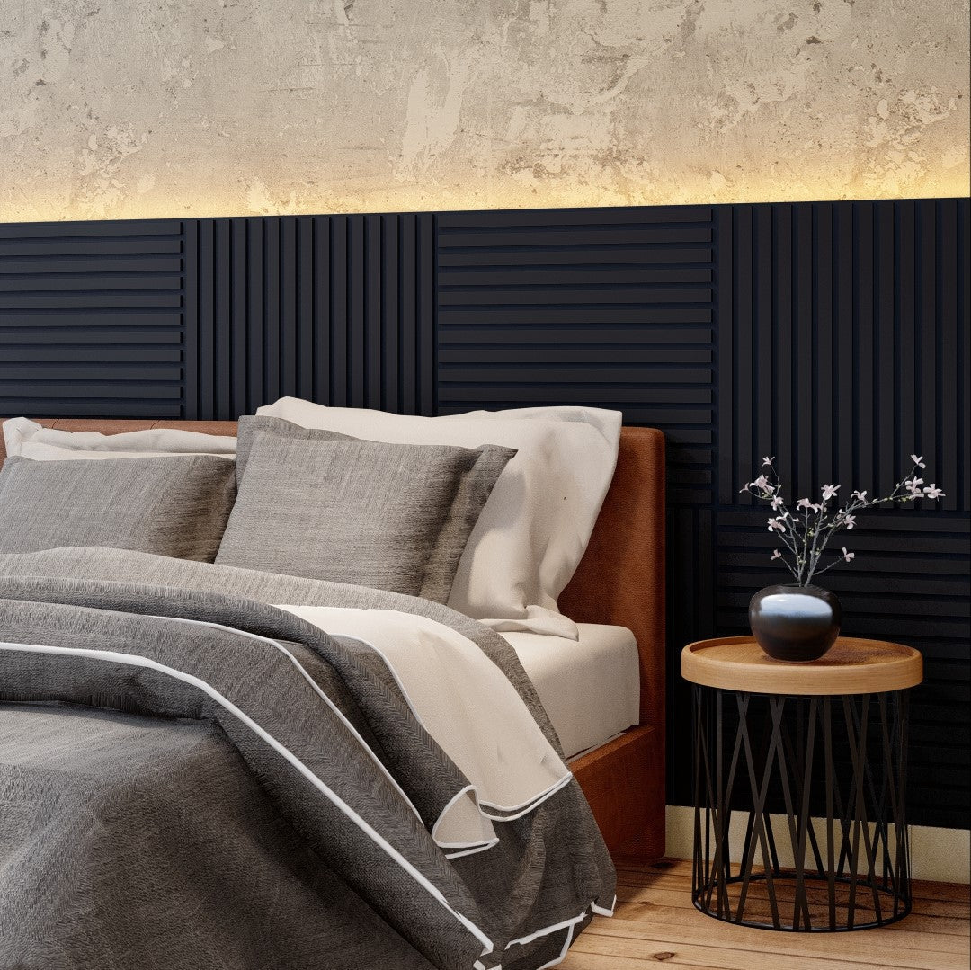 Oaklentra 2x2 Acoustic Slat Panels - Black Oak