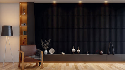Oaklentra 2x2 Acoustic Slat Panels - Black Oak