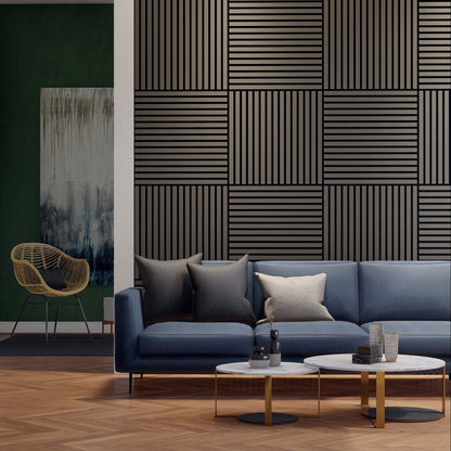 Oaklentra 2x2 Acoustic Slat Panels - Grey Oak