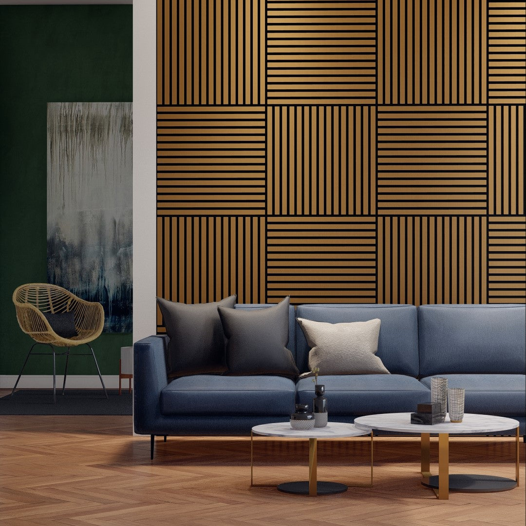 Oaklentra 2x2 Acoustic Slat Panels - Teak