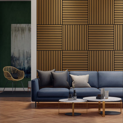 Oaklentra 2x2 Acoustic Slat Panels - Teak